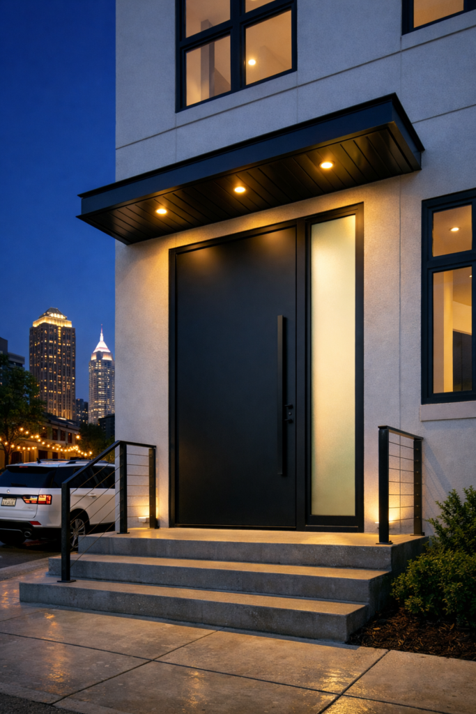 Modern entry door installation in Dallas TX luxury home