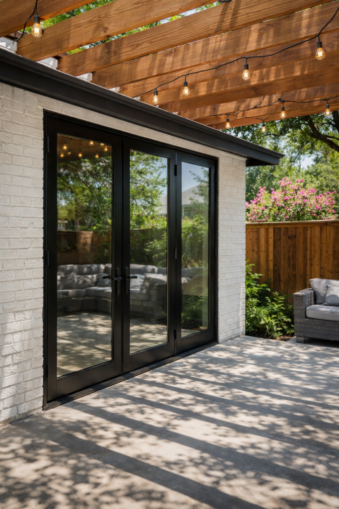 Modern patio door replacement in Dallas TX home